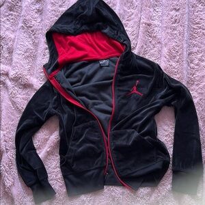 Jordan Black and Red Athletic Track Jacket with Full-Zip Closure